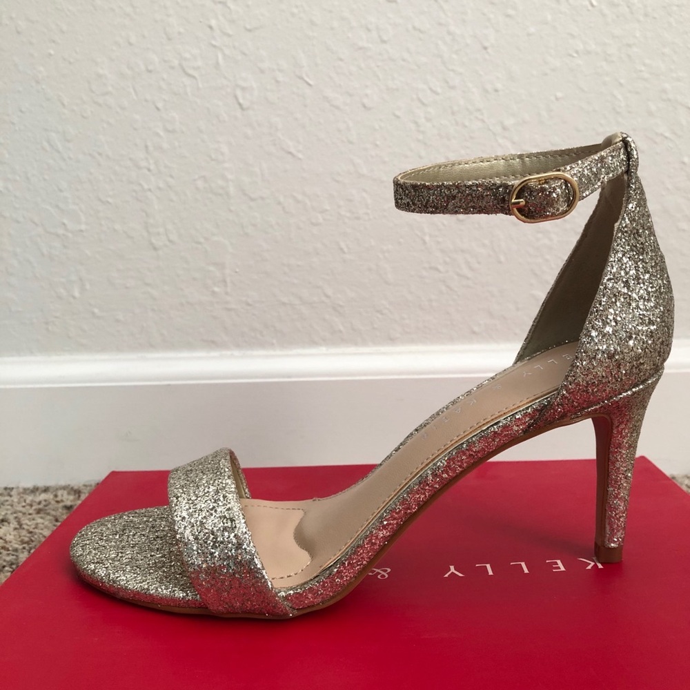 Kelly & Katie Gold Kirstie Ankle Strap Heels
